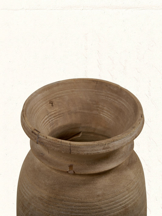 Vintage hand-carved wooden milk pot used by Indian herders, no. 1410 - view 2