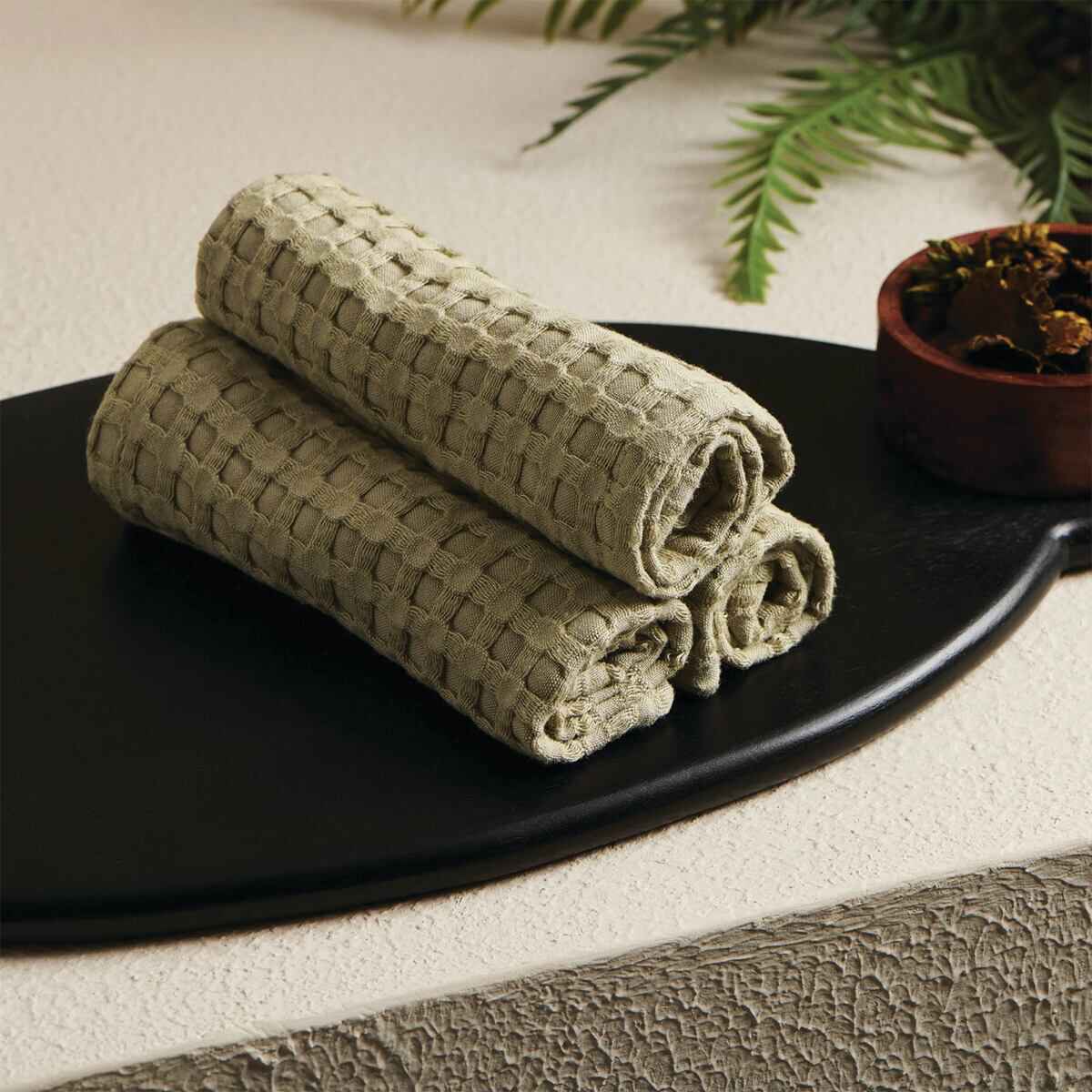 WAFFLE COTTON FACE TOWEL
