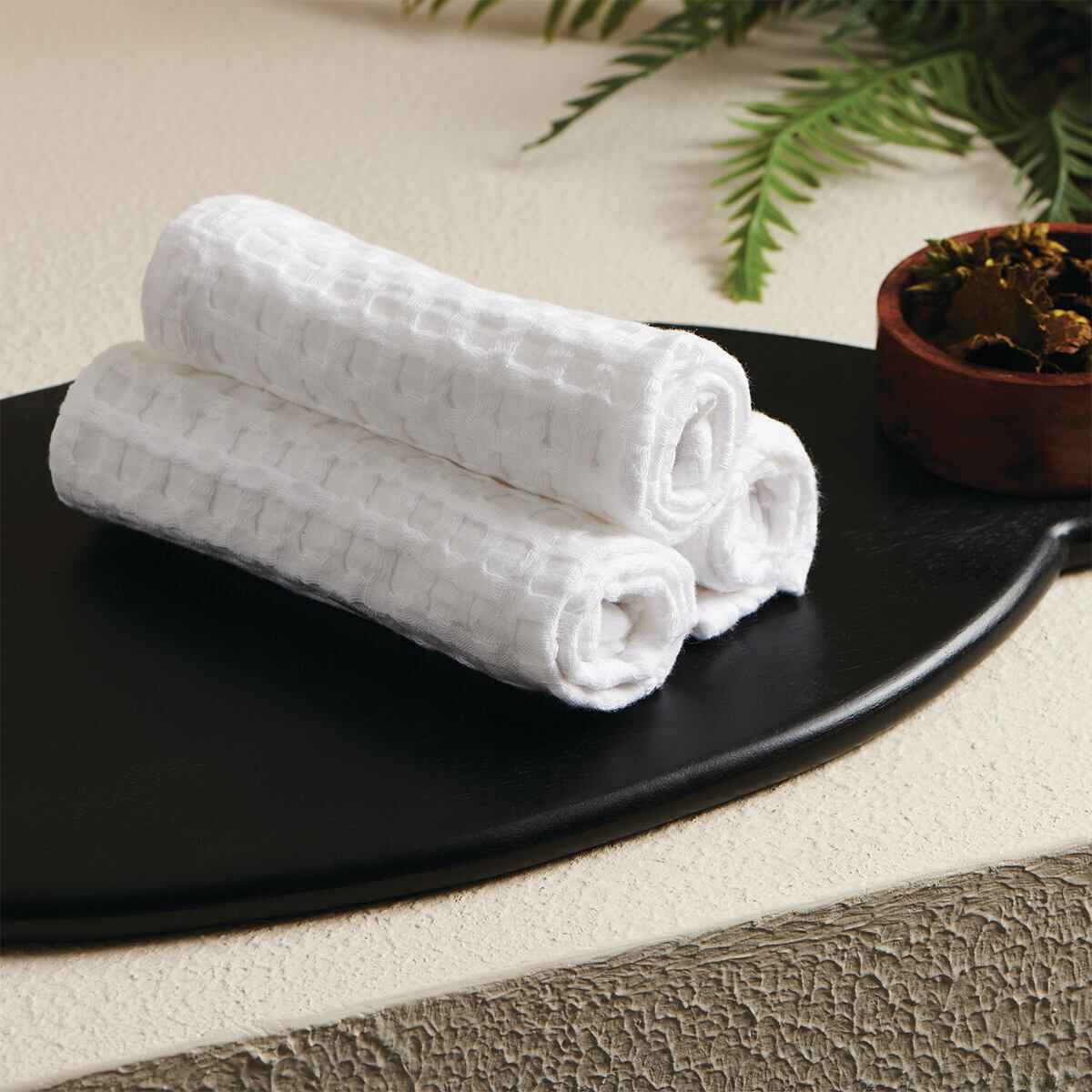 WAFFLE COTTON FACE TOWEL