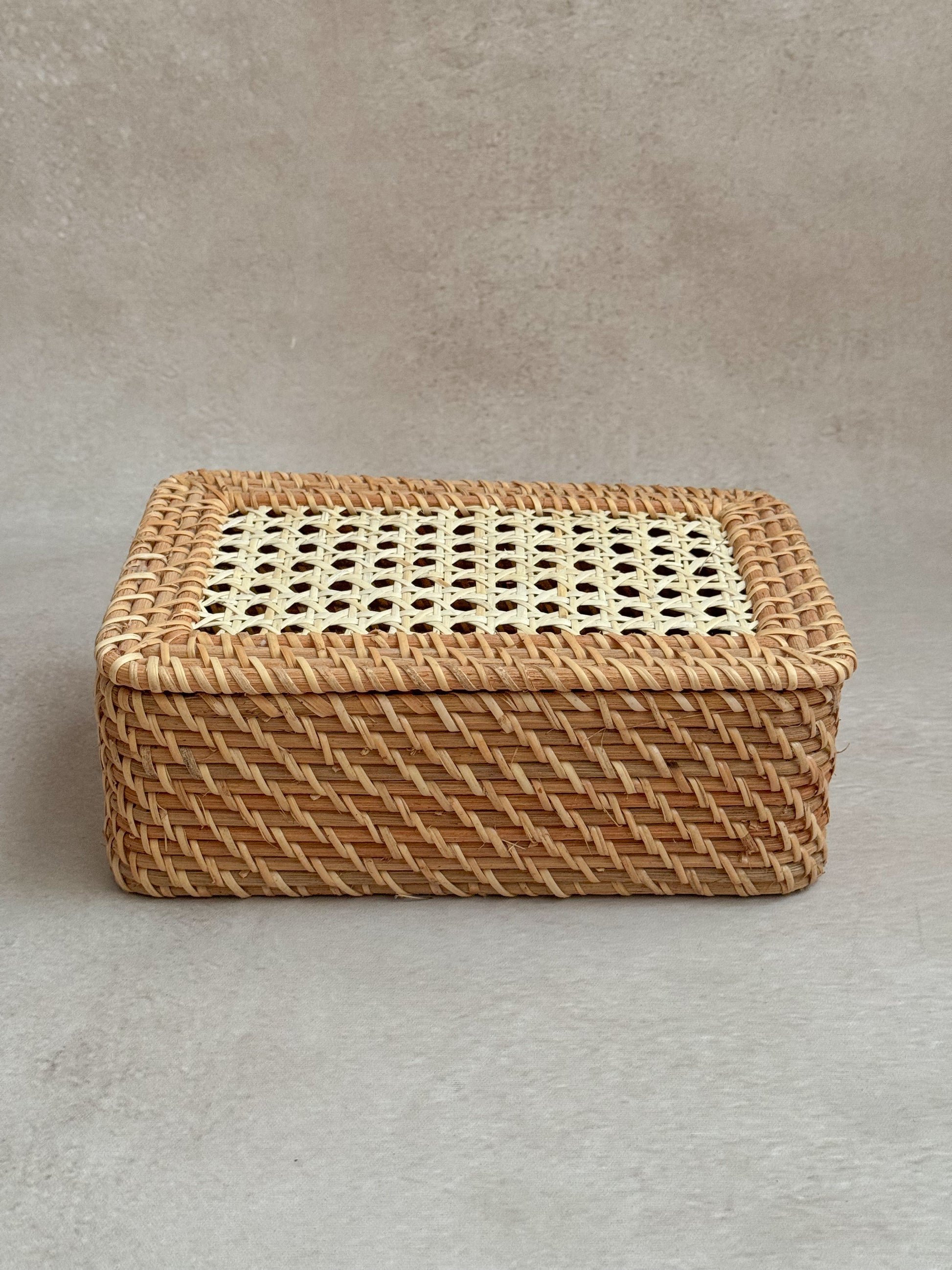 Cane and Rattan Storage Box Small