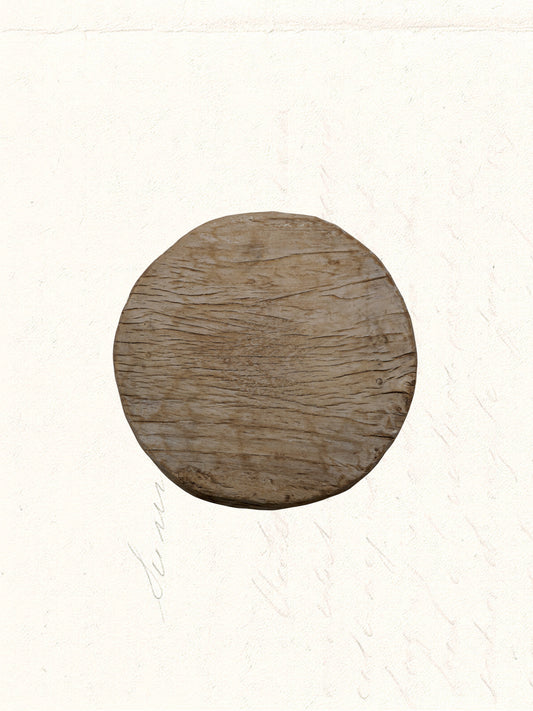 Vintage reclaimed-wood chapati plate from a Rajasthani kitchen, no. 2612 - view 2