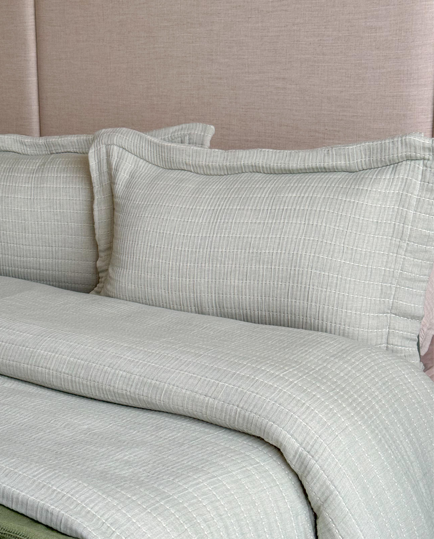 ALICE PICK STITCH BEDDING - in green- ALTROVE