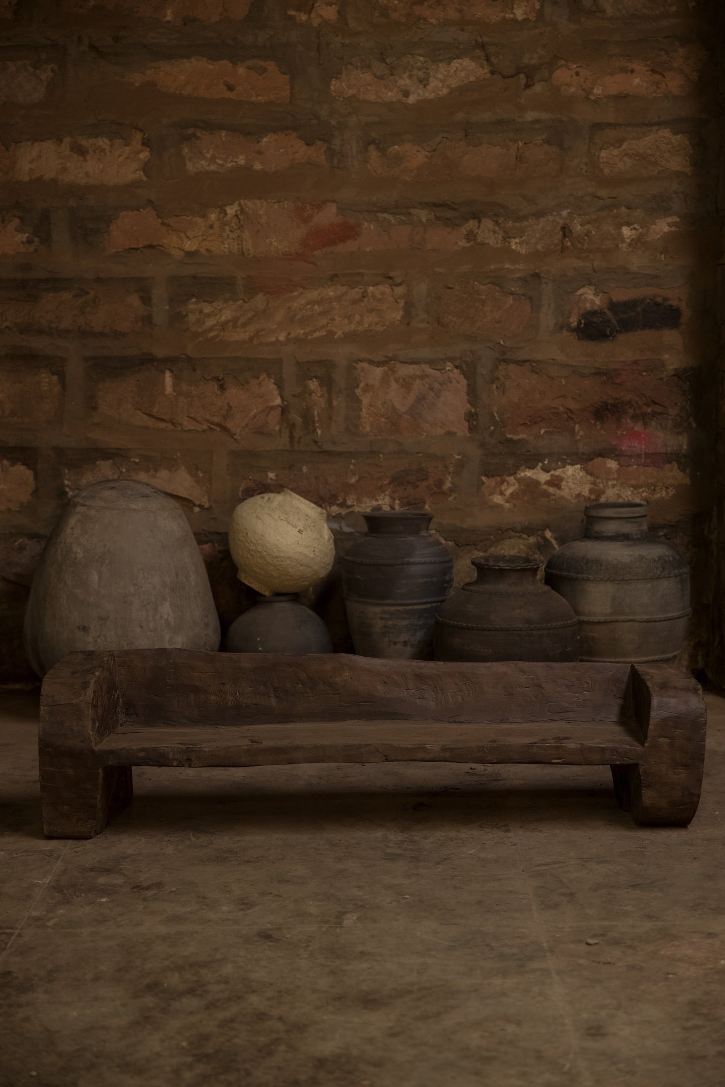 Vintage Naga teak bench, hand-carved tribal seat over 50 years old, no. 2018 - view 4
