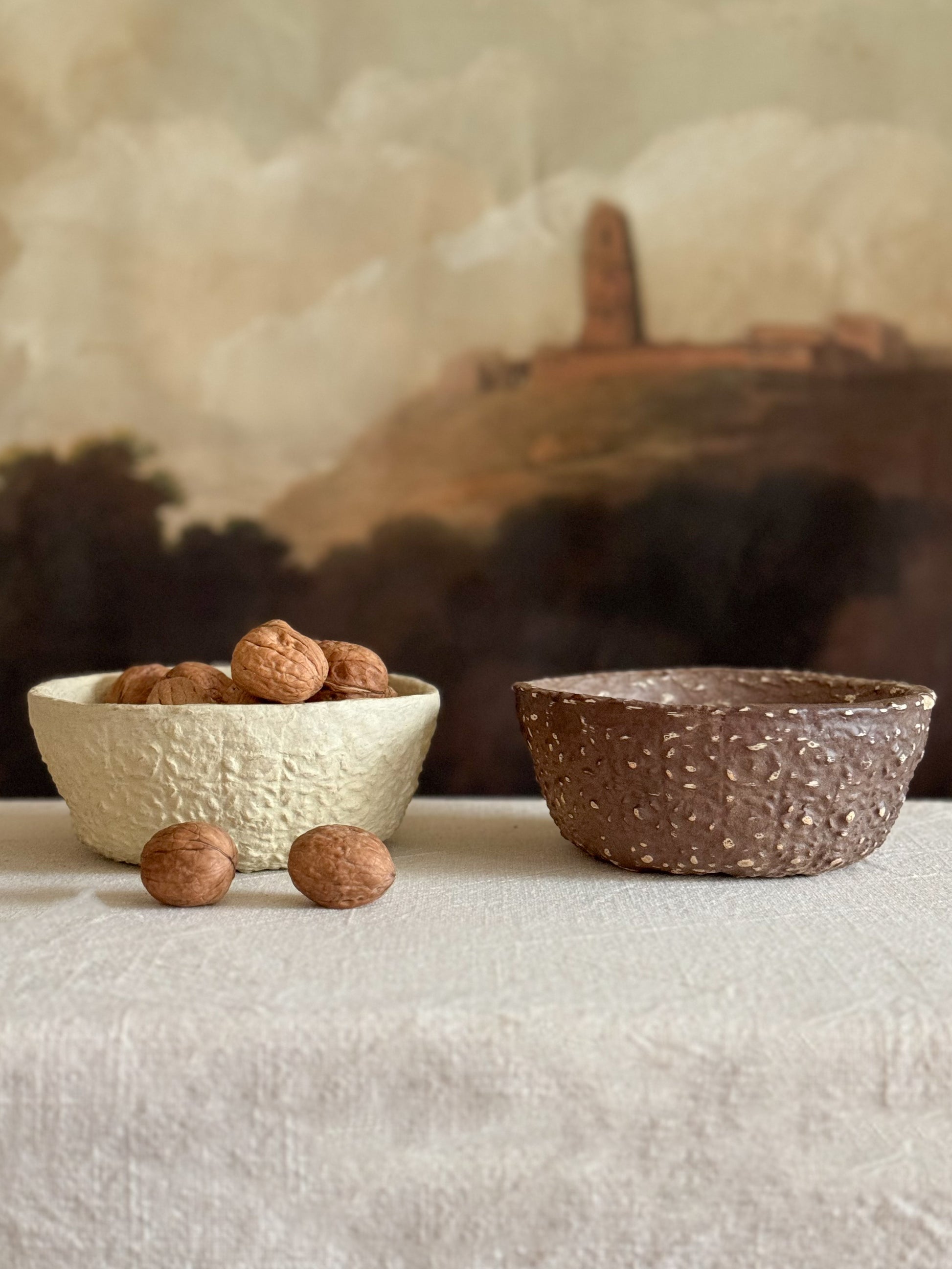 Round shaped and unique paper mache textured bowls.