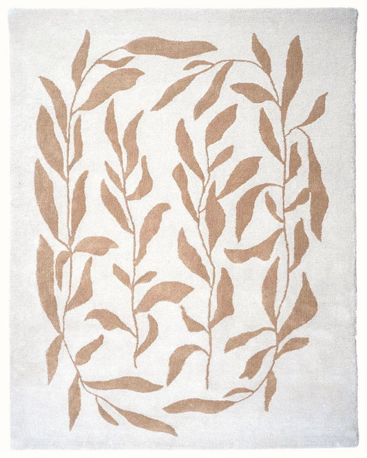 Beige leaf pattern on a white background