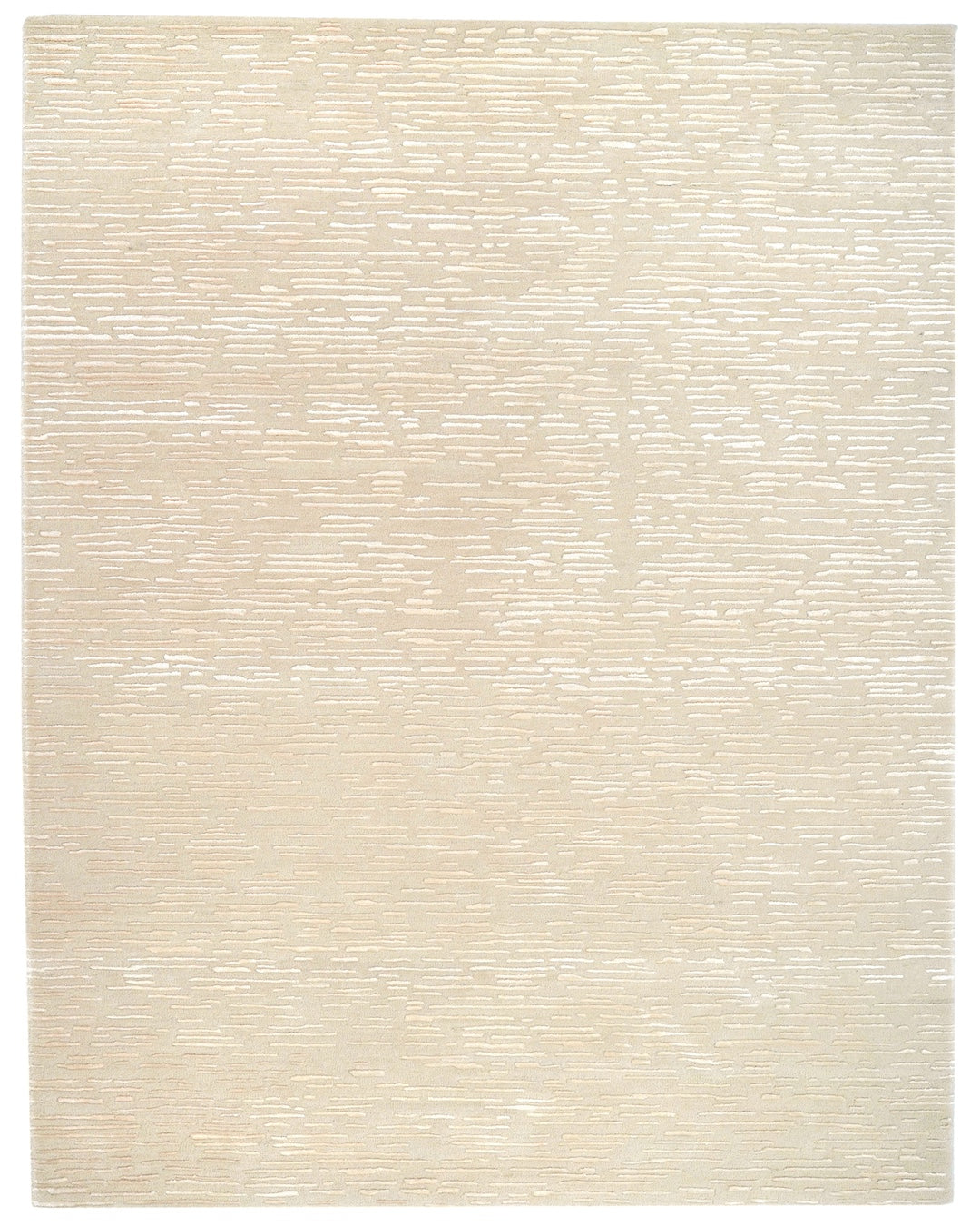 Beige area rug with a subtle pattern on a white background