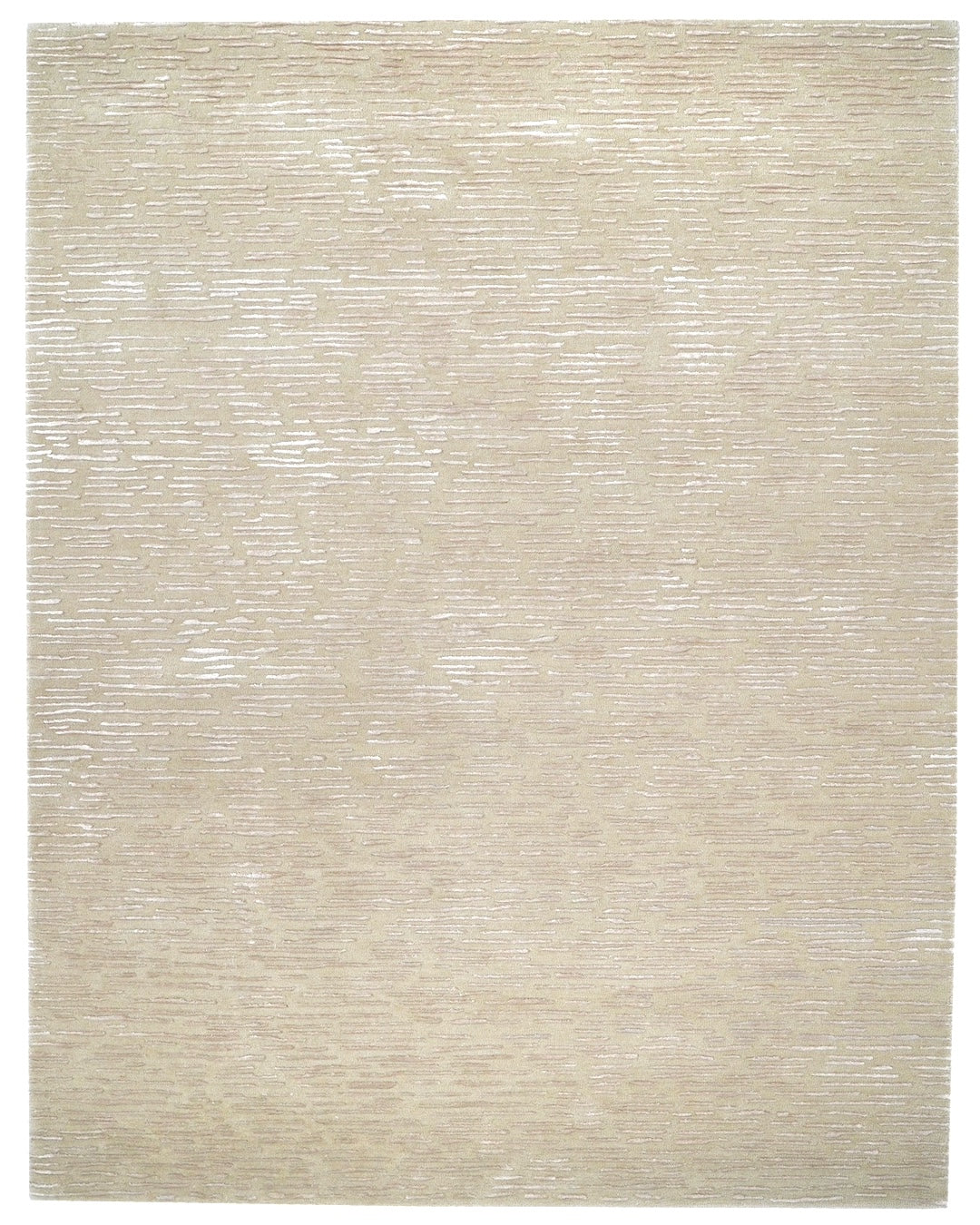 Beige area rug with a subtle pattern on a plain background