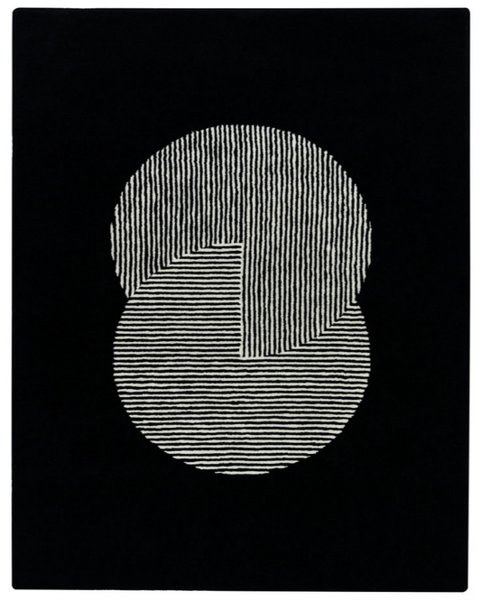 Black and white geometric design on a black background