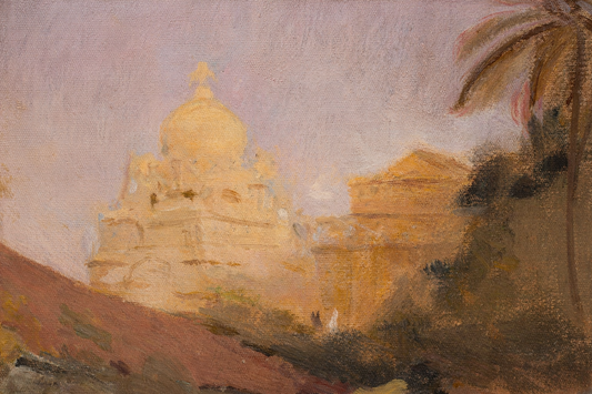 OIL PAINTING TEMPLE ART- vintage wall art - ALTROVE