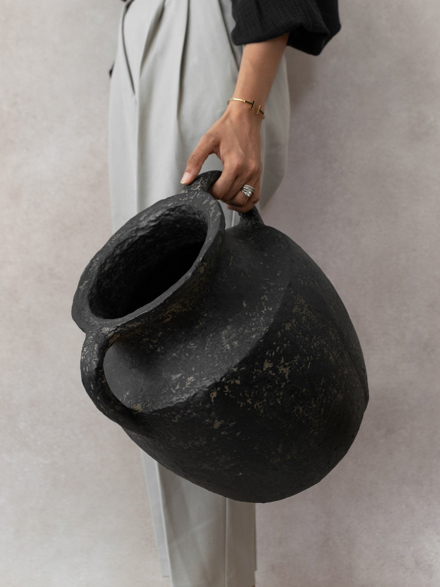 Black Paper Mache Vase