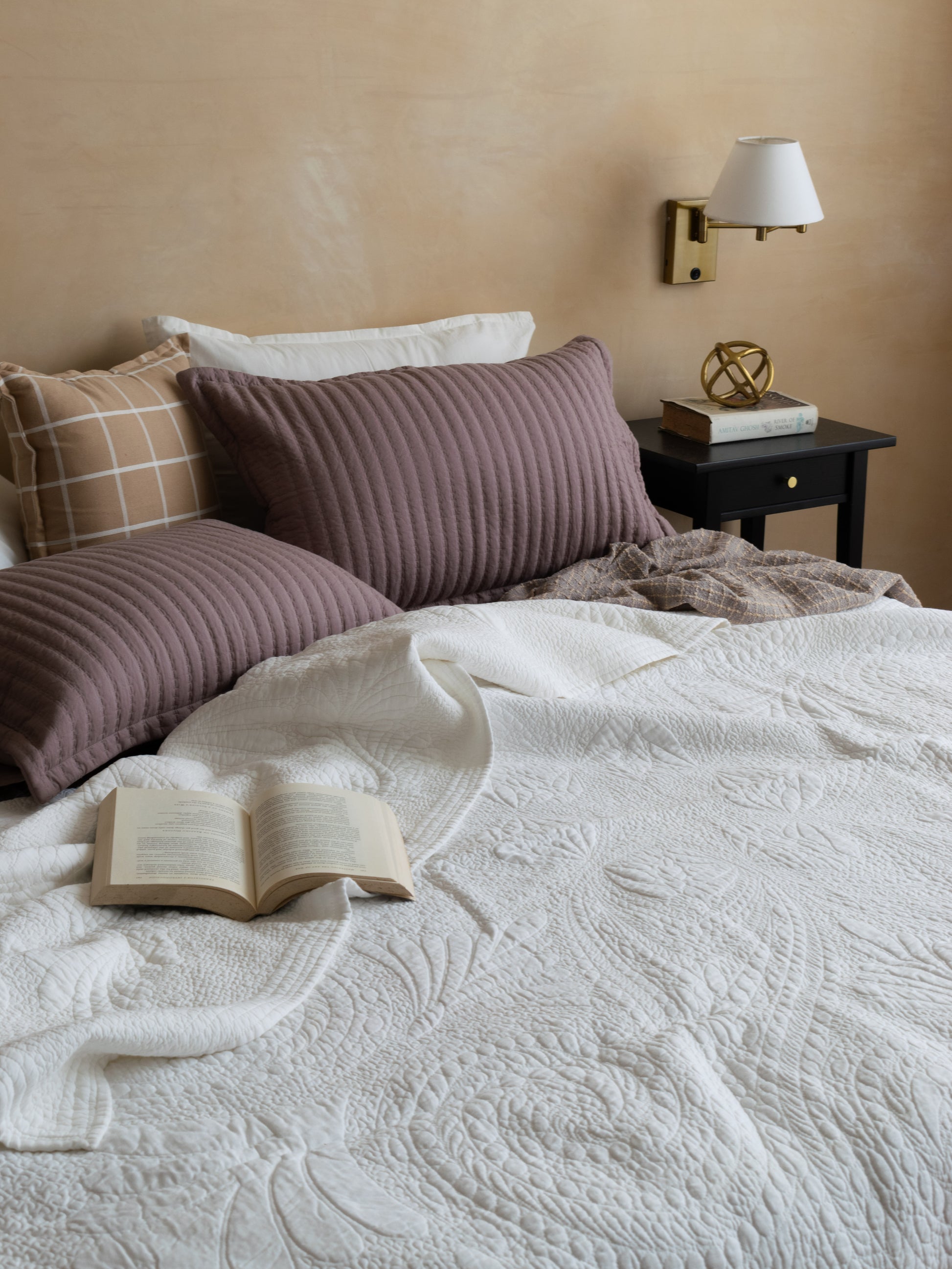 CARRIE MAUVE AND LAOS BEDDING