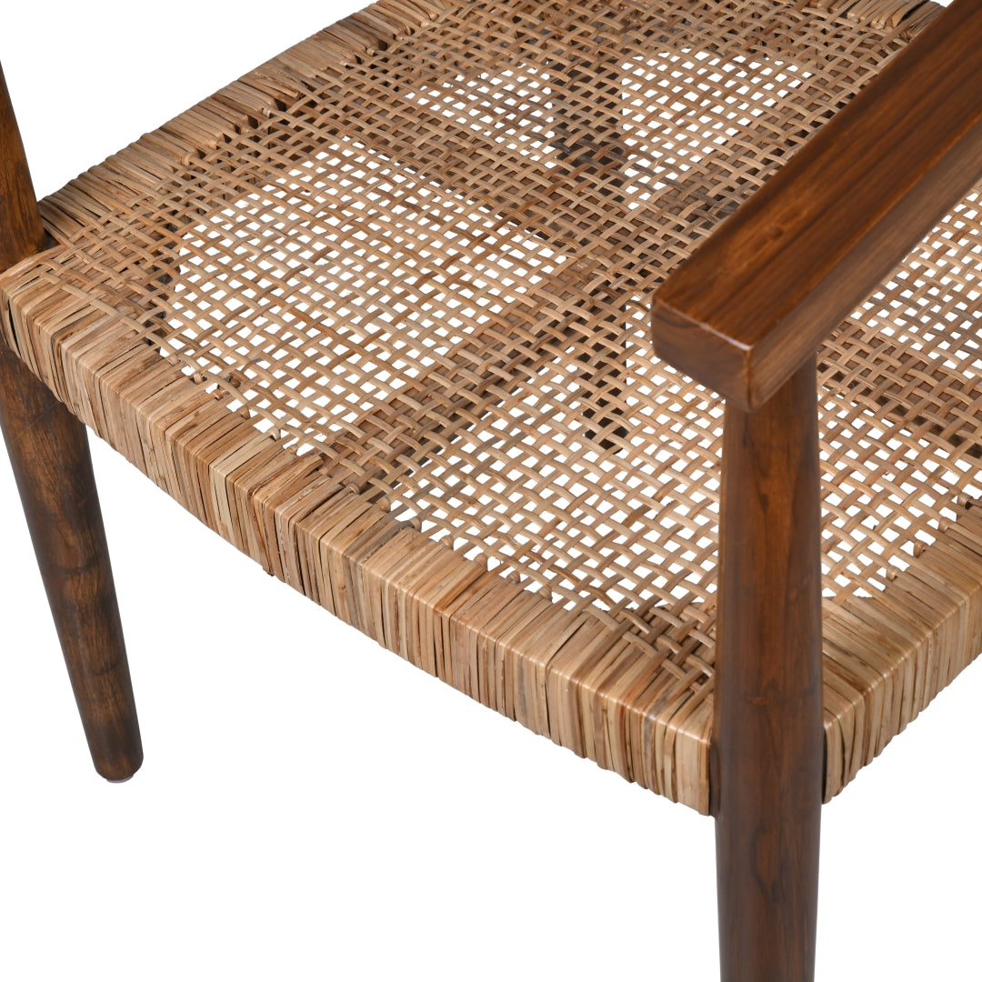 TOBU TEAK WOOD CANE ARMCHAIR