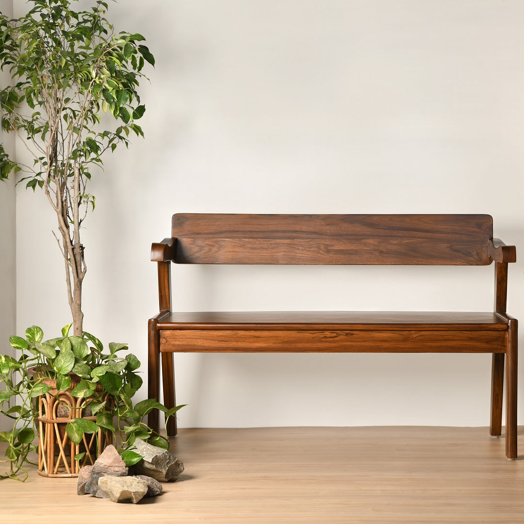 MID CENTURY TEAK WOOD BENCH