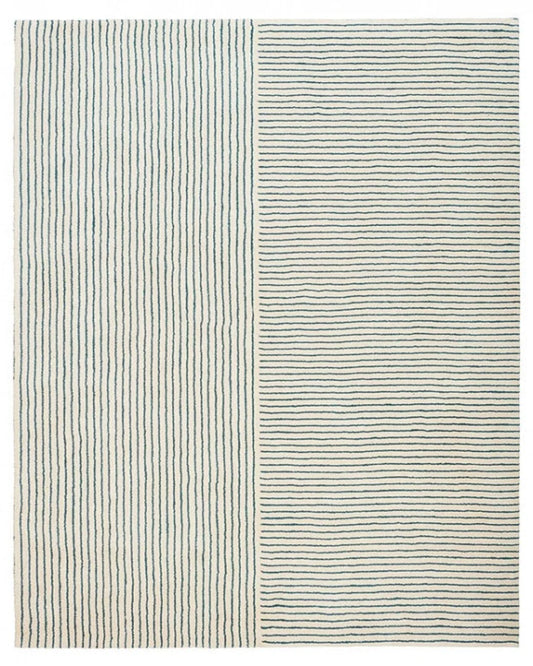 Rug with a striped pattern on a white background