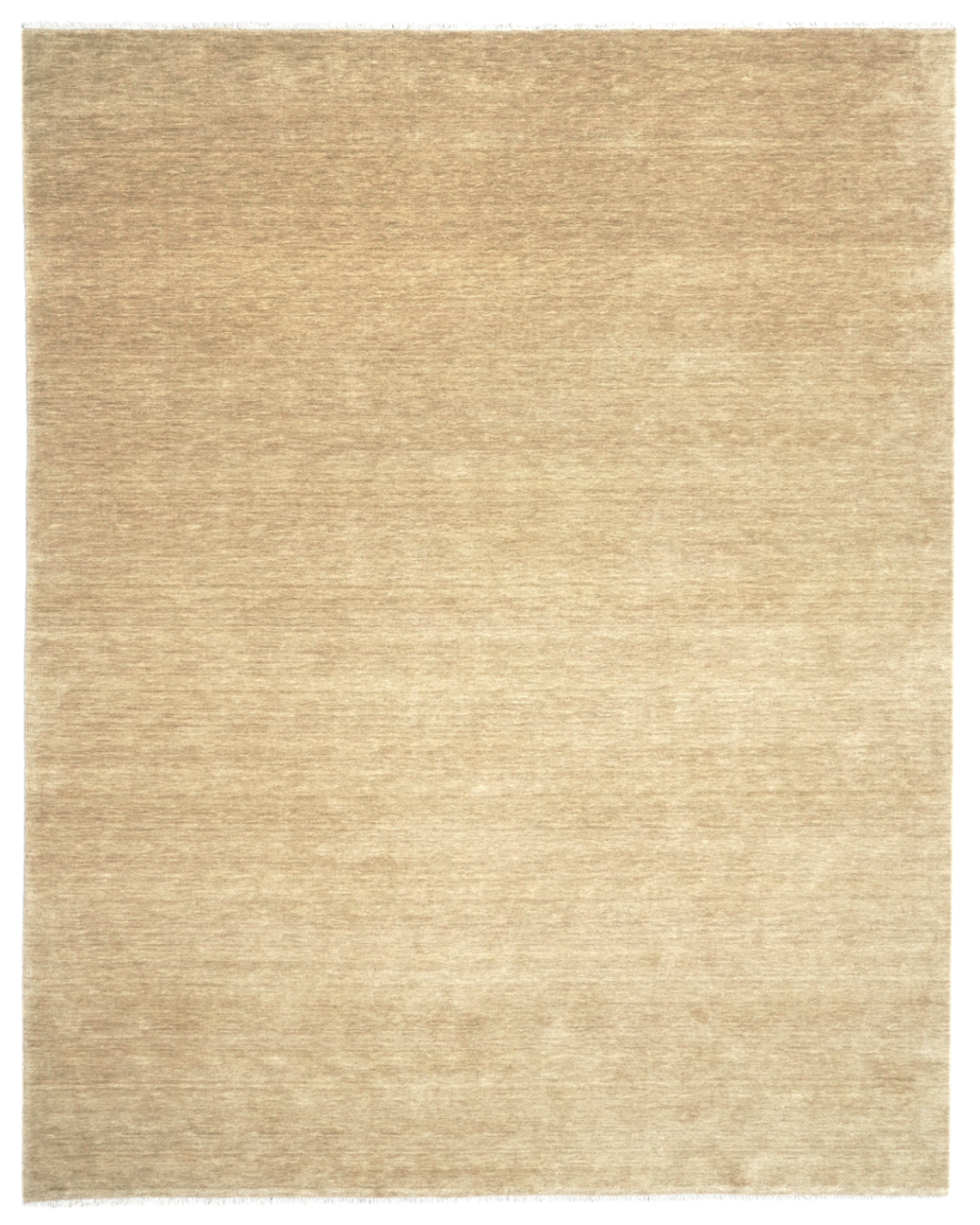 Beige area rug with a subtle pattern on a white background