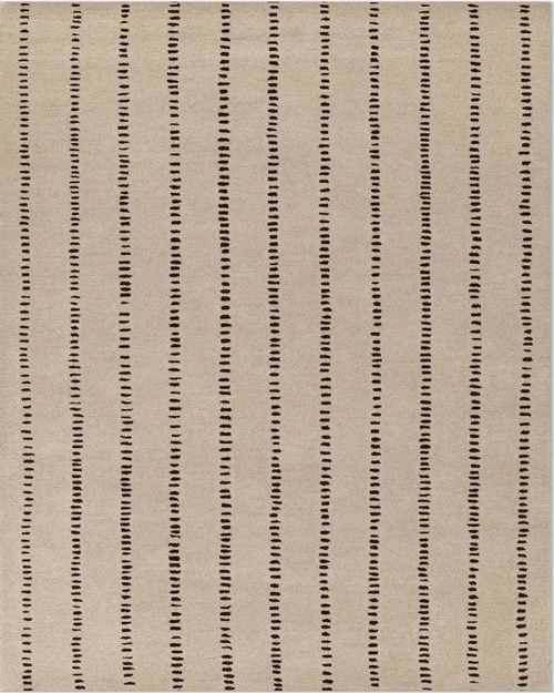 Beige rug with black vertical stripes