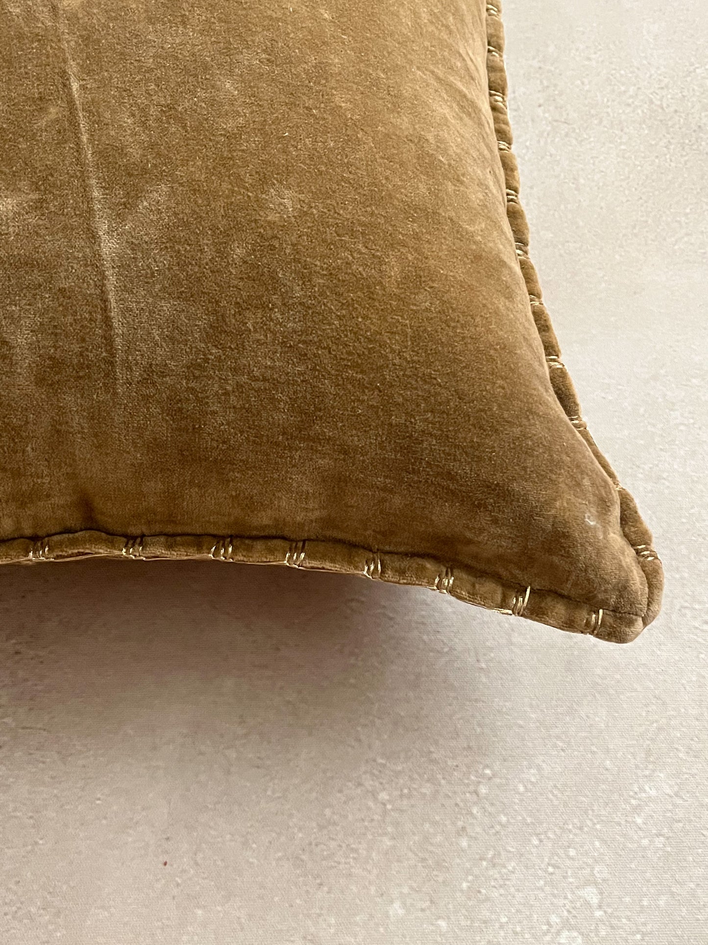 Brown Velvet Cushion with Piping Detail