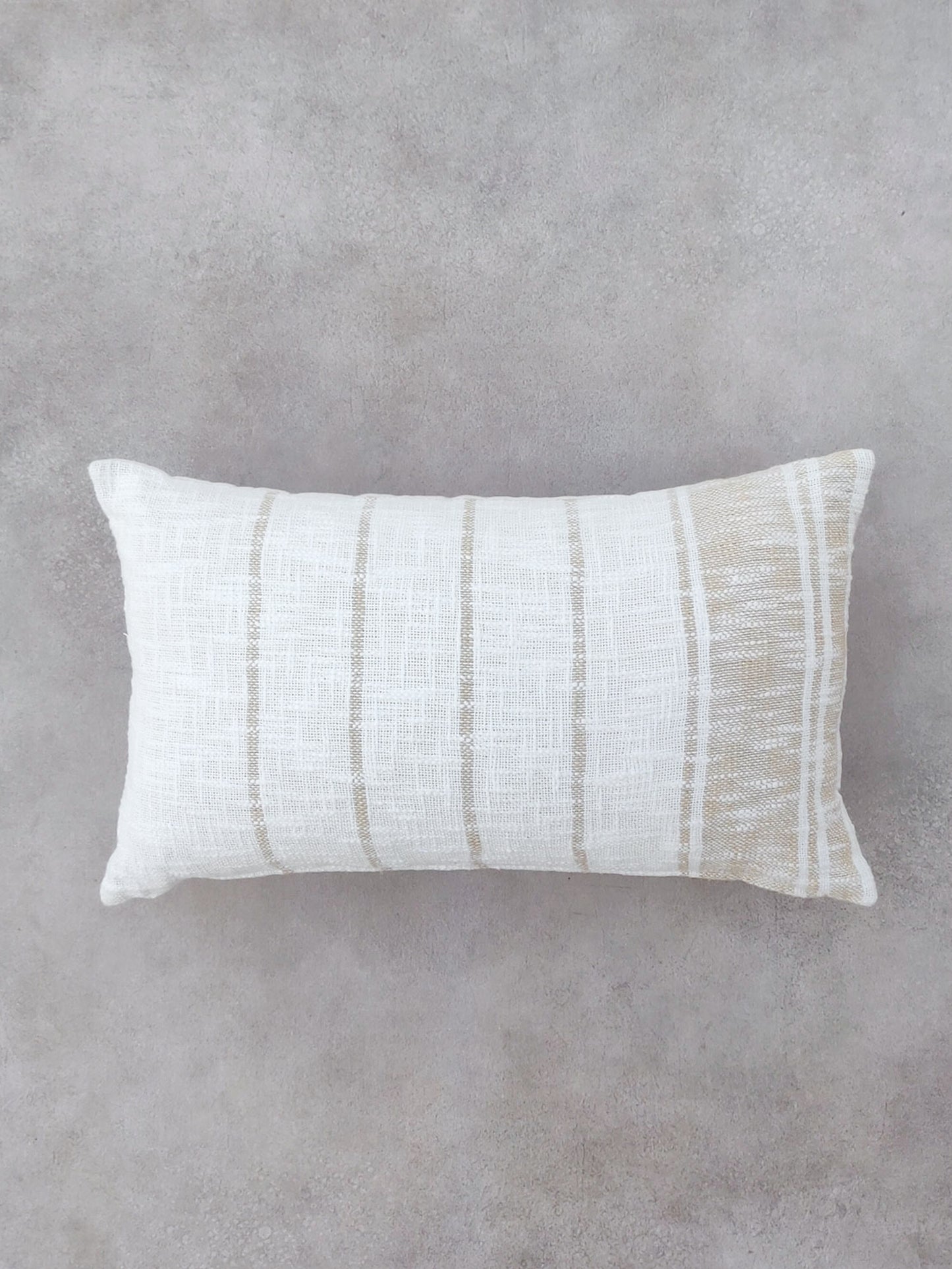 White and Beige Striped Cushion Cover