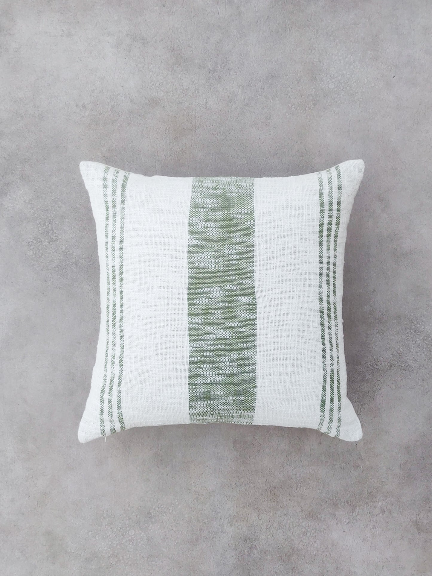 White and Green Square Striped Cushion Cover