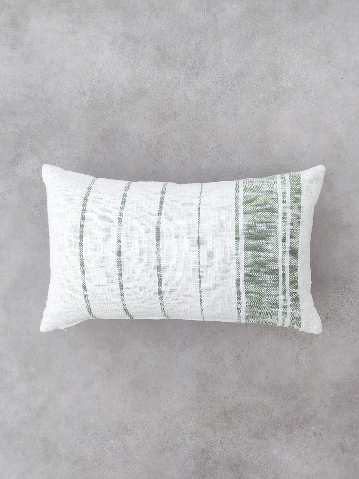 White and Green Striped Cushion Cover