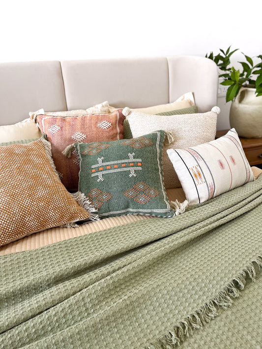 WAFFLE BEDCOVER GREEN