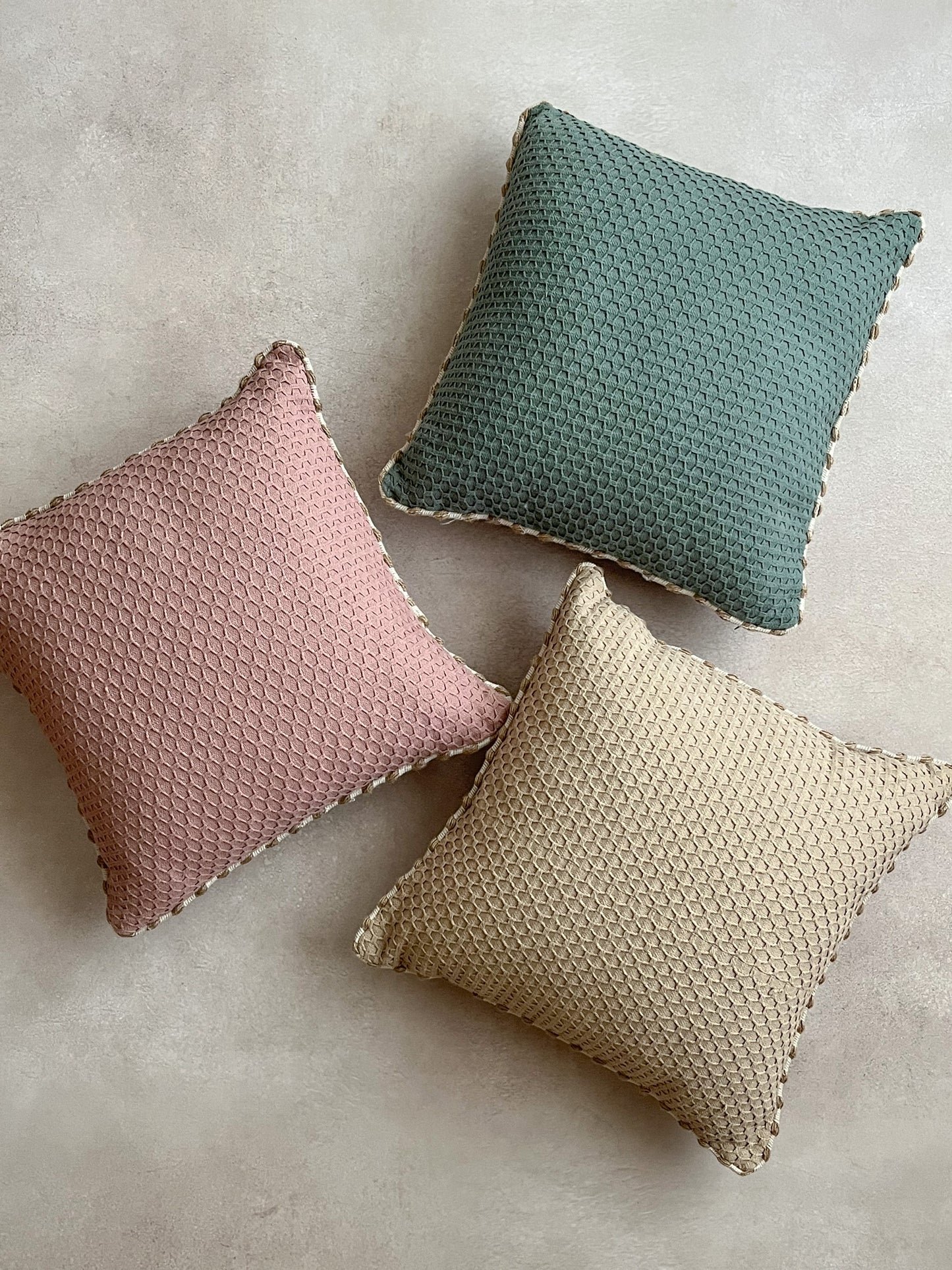 Pink Beige and Green Cushion by Altrove