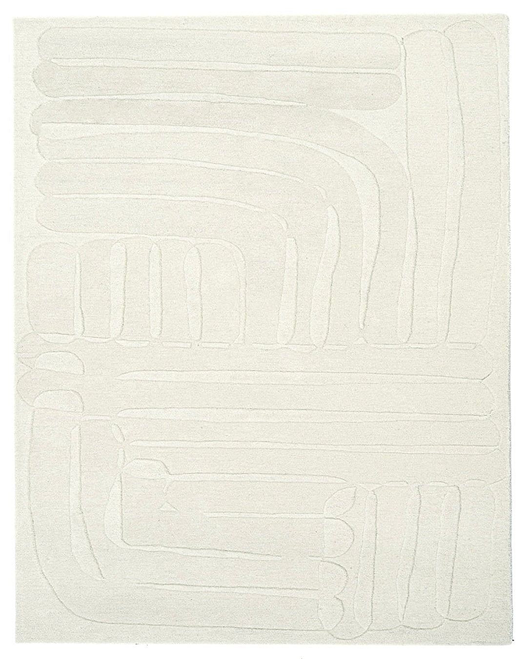 White bath mat with abstract pattern on a white background