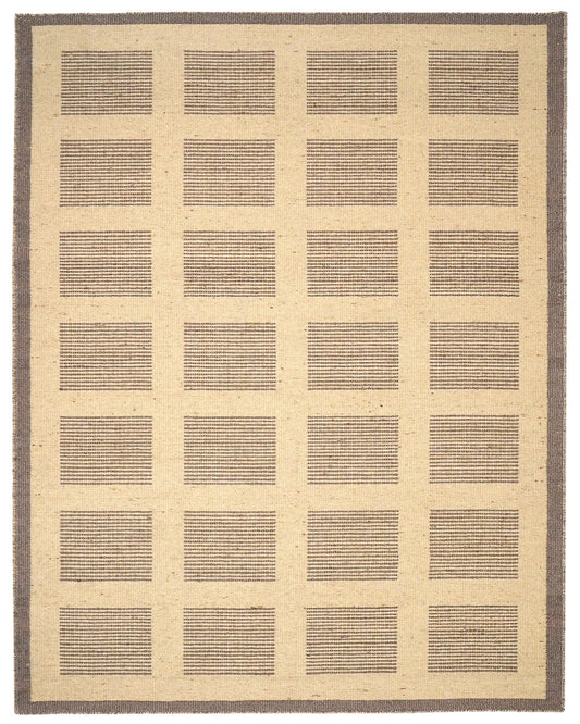 Beige and brown checkered patterned rug