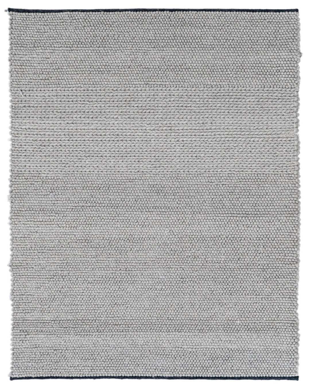 Gray textured rug with a subtle pattern on a white background