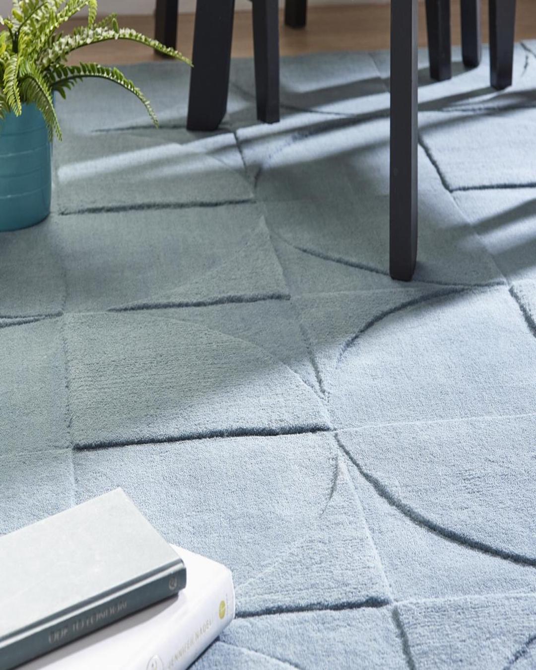 ROUND SQUARE RUG/STEEL BLUE