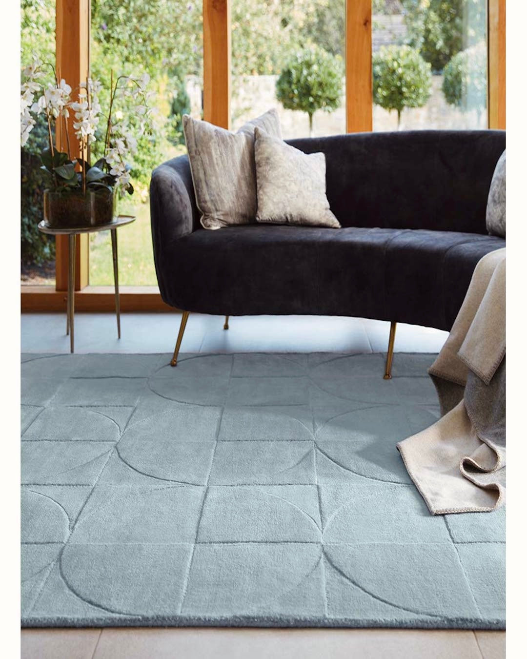 ROUND SQUARE RUG/STEEL BLUE