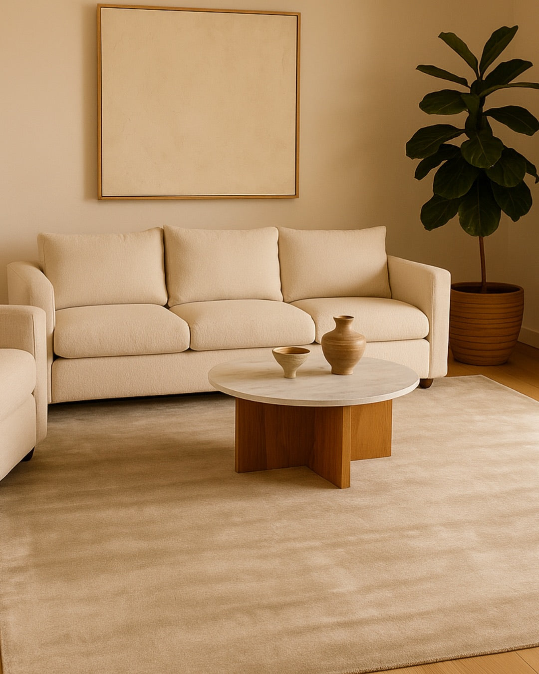 SOLID SILK RUG - GREIGE