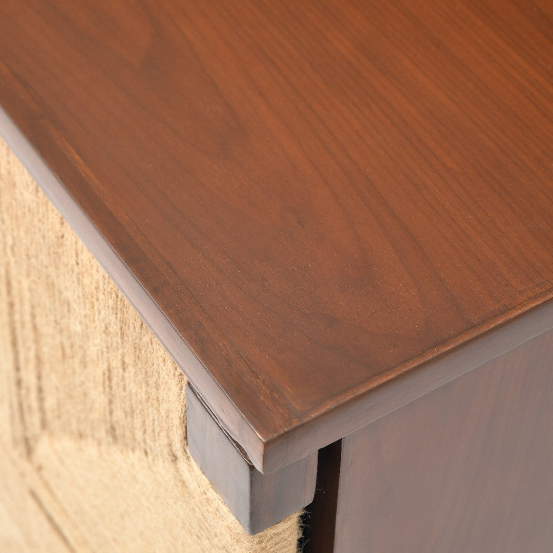 RUSH WEAVE TEAK COLOUR STORAGE CABINET