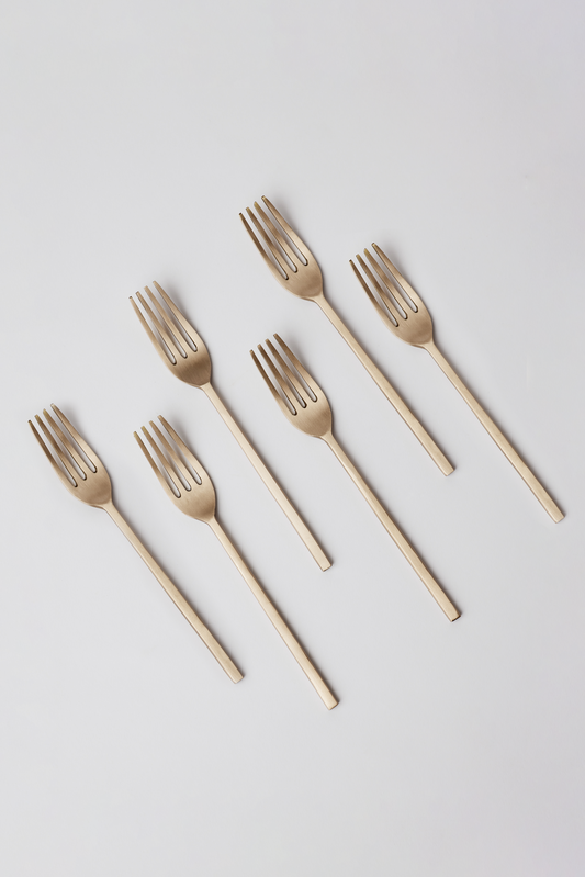 Taihi Brass Dinner Forks Set, Champagne Gold - Fleck