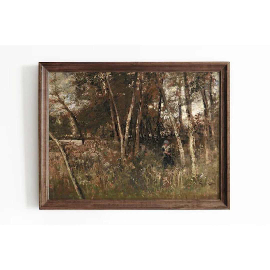 VINTAGE FOREST OIL PAINTING #347