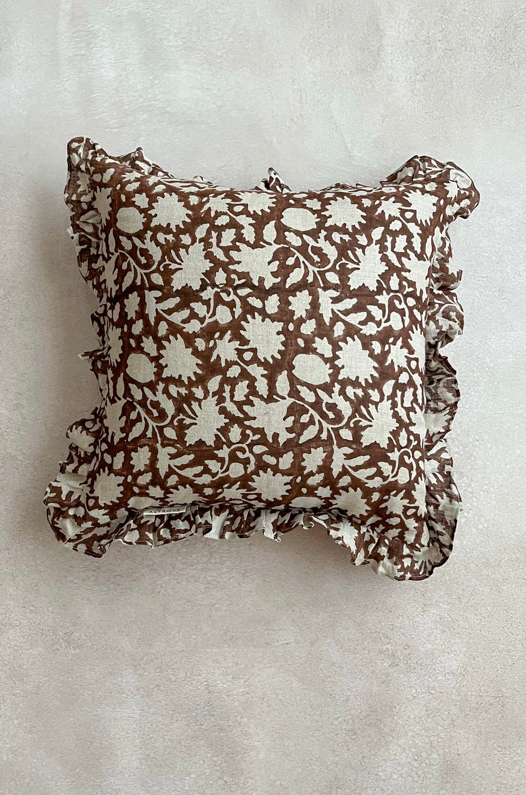 Brown Cushion with Ruffle