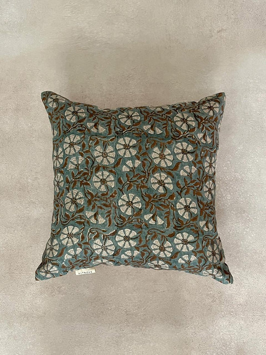 Green Blockprinted cushion