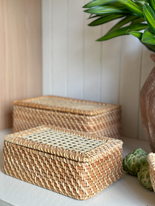 Cane and Rattan Storage Box