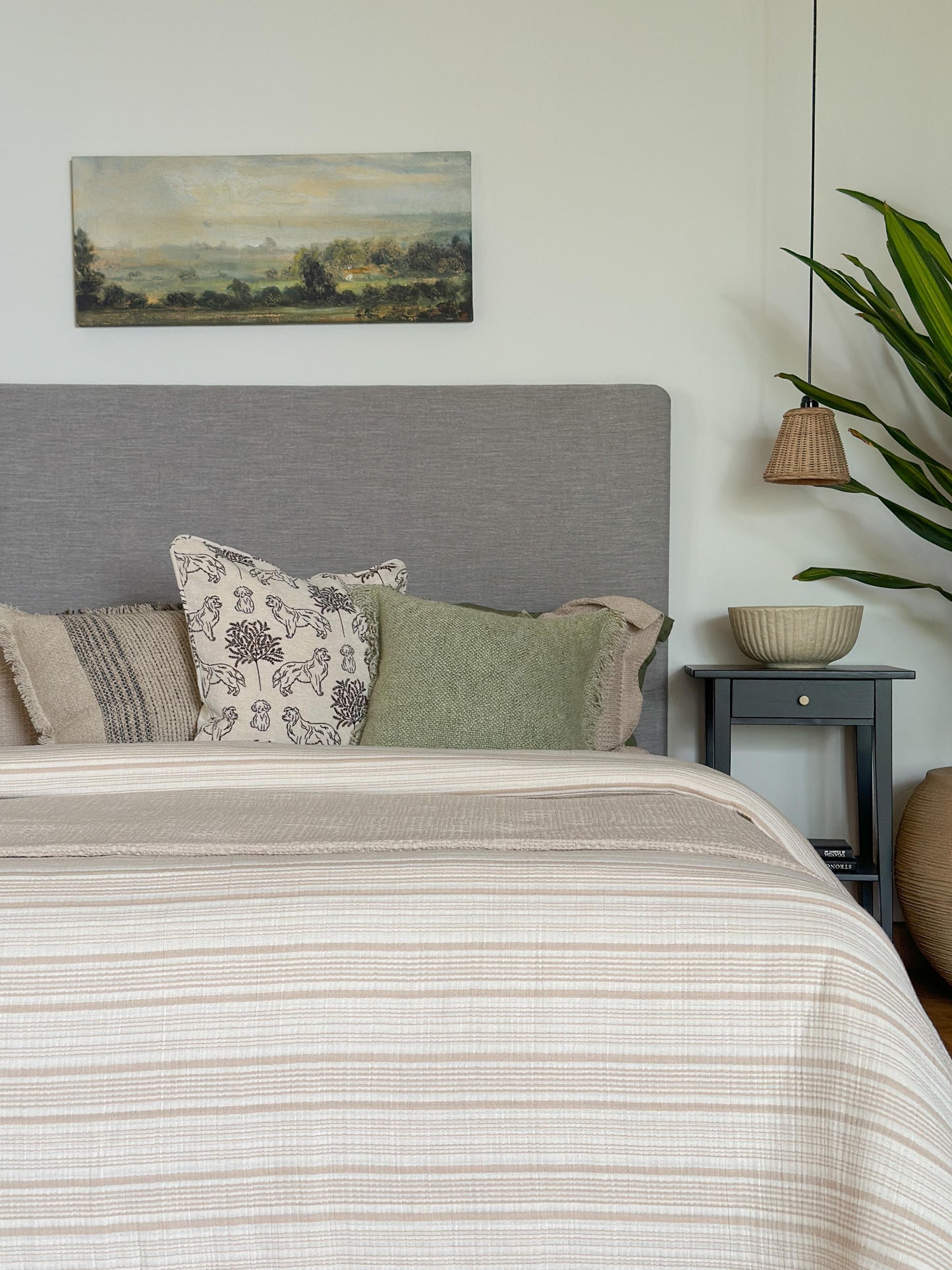 striped cotton bedcover