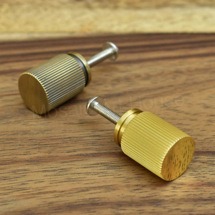 OLYMPIAS SOLID BRASS KNURLED CABINET DRESSER KNOB