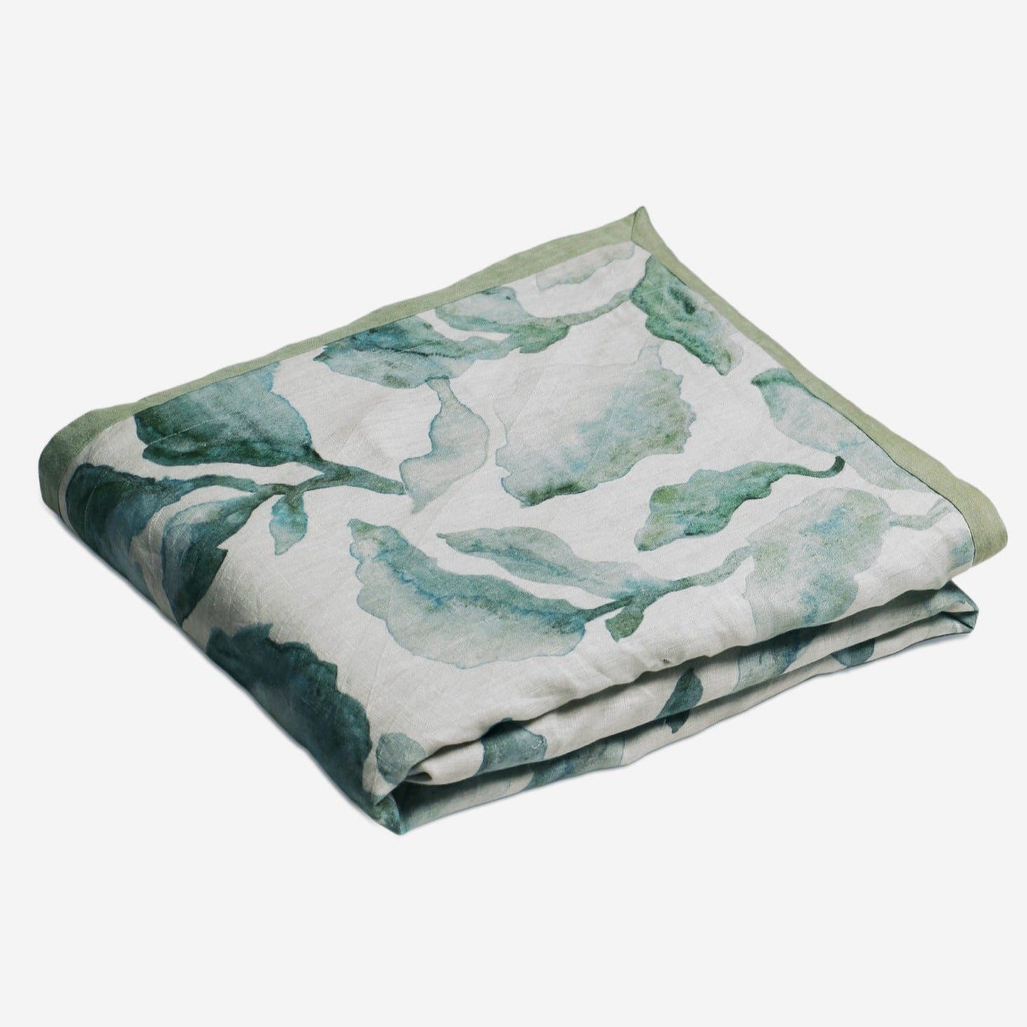 CASCADE TEAL LINEN BEDSPREAD