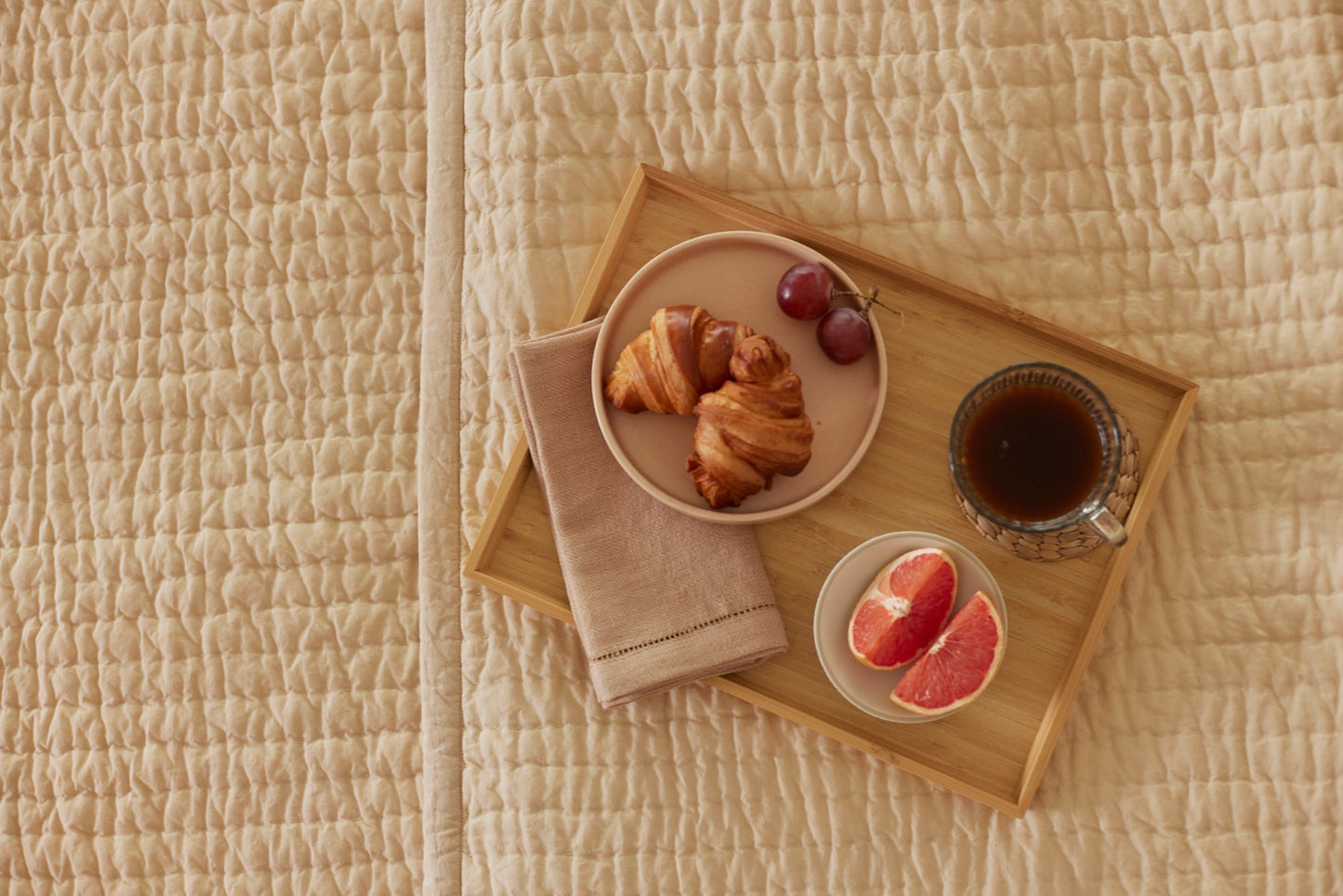 HAND KANTHA BLUSH BEDSPREAD