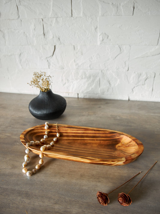 WOODEN BOAT TRAY - DARK