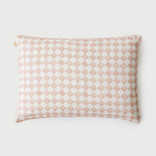 CHECKER BLUSH OBLONG CUSHION COVER