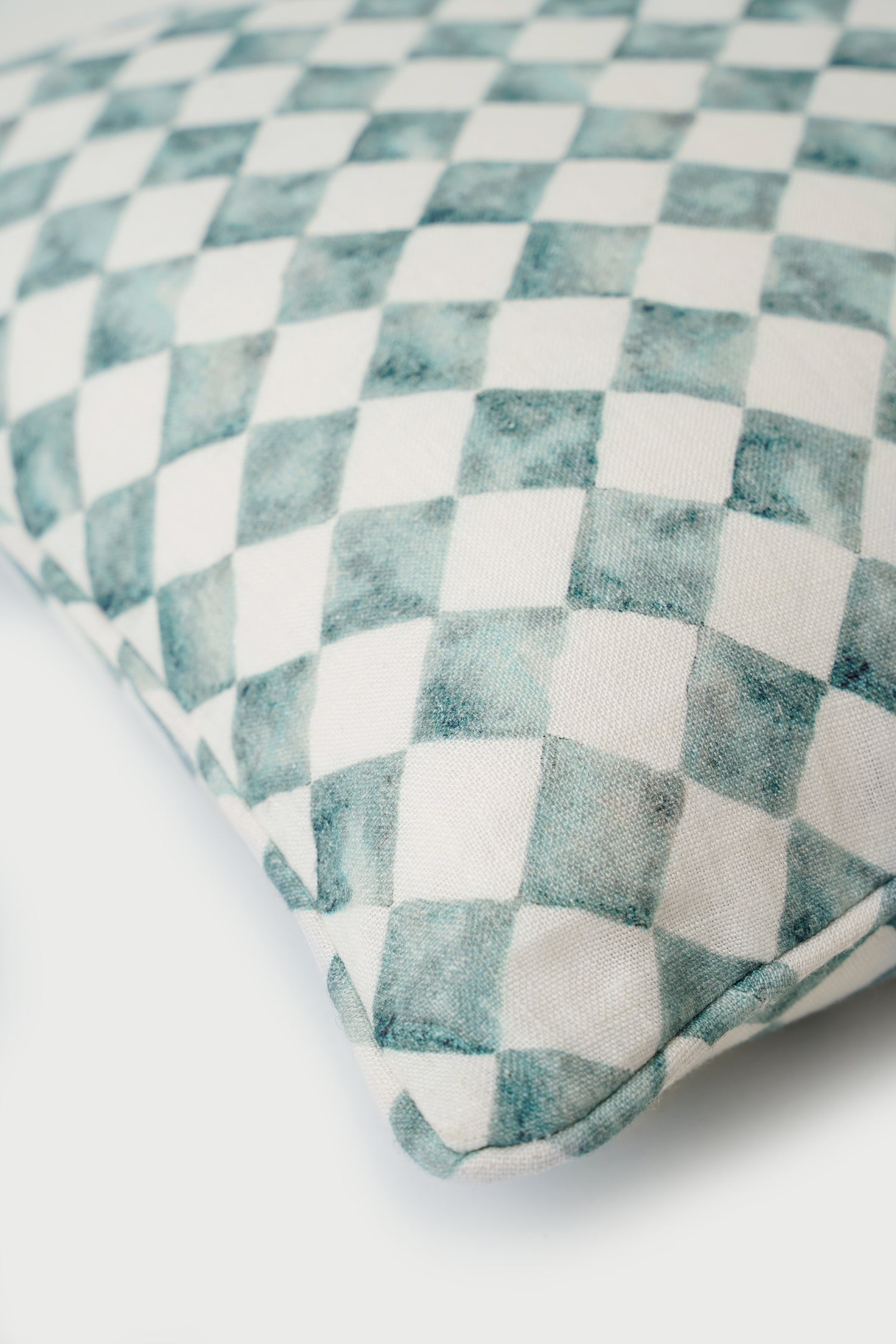 CHECKER BLUE OBLONG CUSHION COVER
