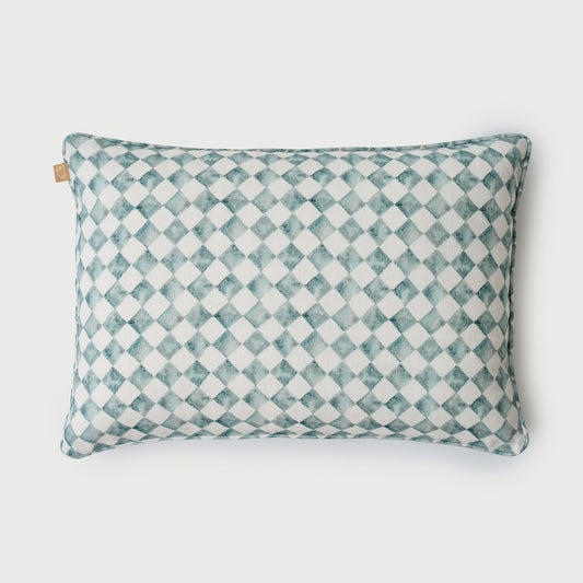 CHECKER BLUE OBLONG CUSHION COVER