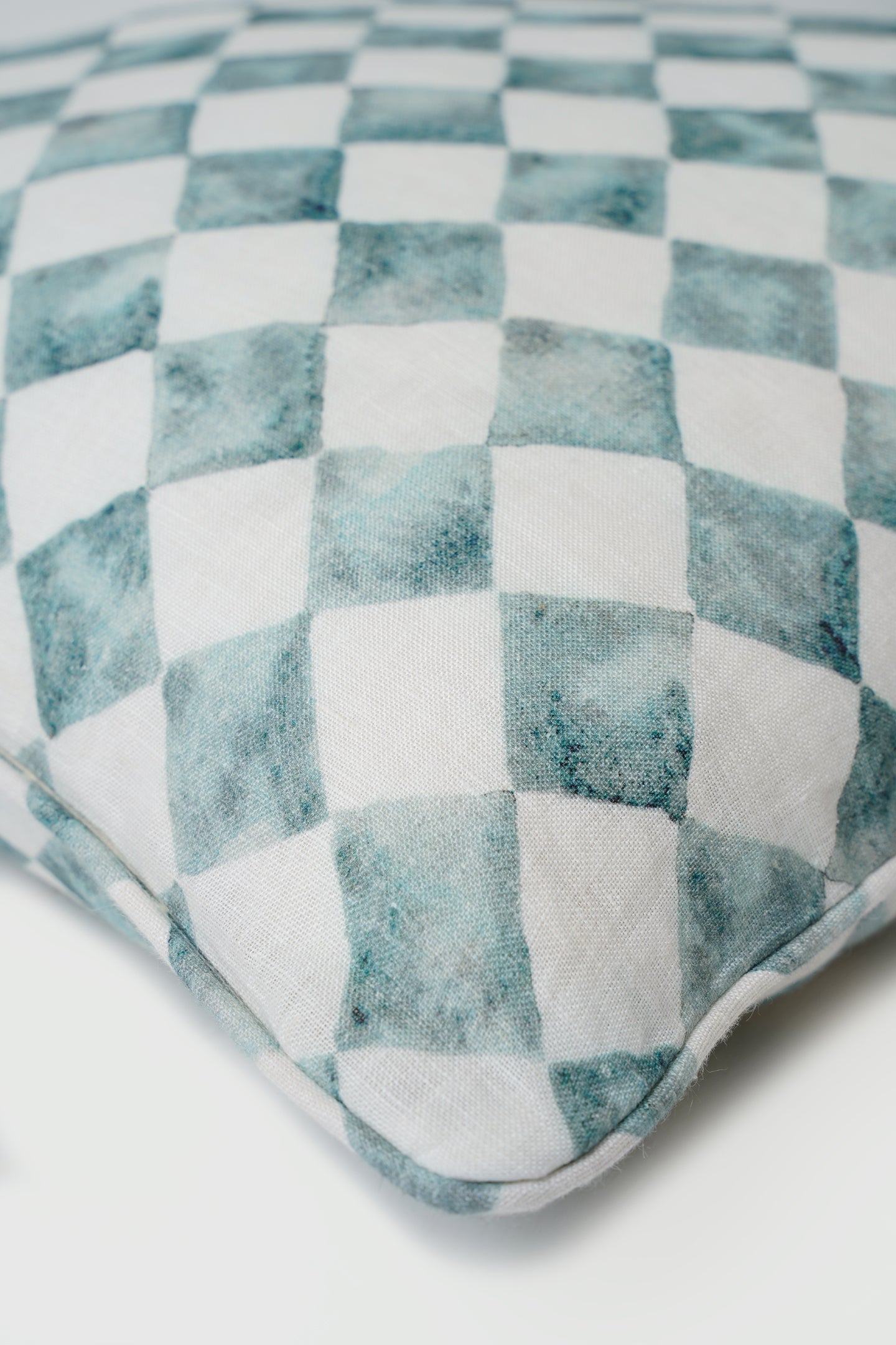 CHECKER BLUE CUSHION COVER