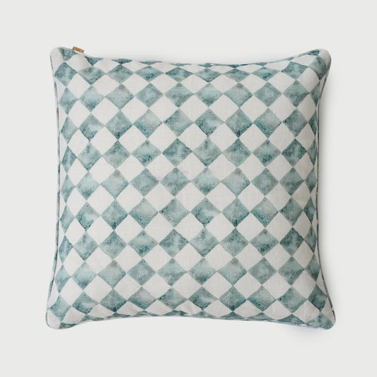 CHECKER BLUE CUSHION COVER