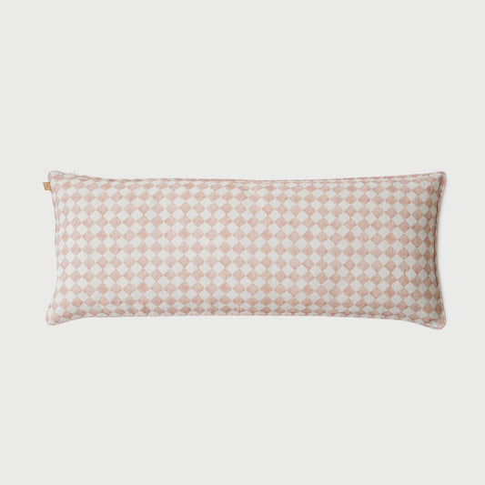 CHECKER BLUSH LUMBAR CUSHION COVER