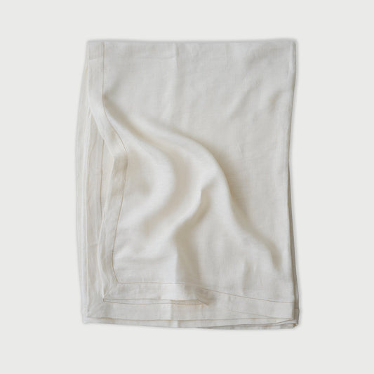 LINEN IVORY HERRINGBONE TABLE COVER